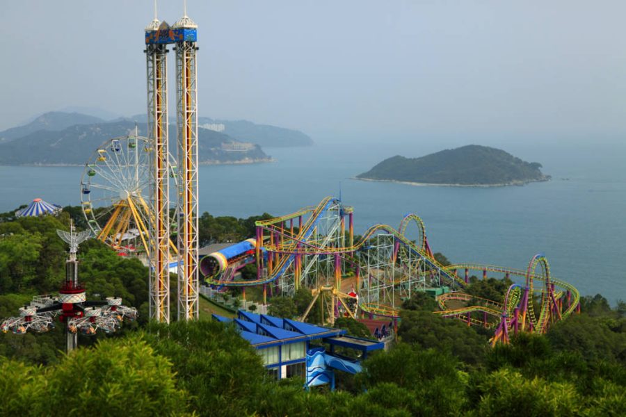 Hong Kong - March 30, 2012: The beach side roller coaster in Ocean Park Hong Kong. Very Famous for it's beautiful view of the ocean