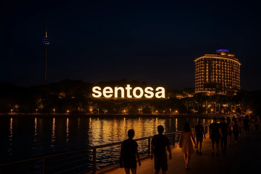 Sentosa island sunset marking end of Full-Day Tour.