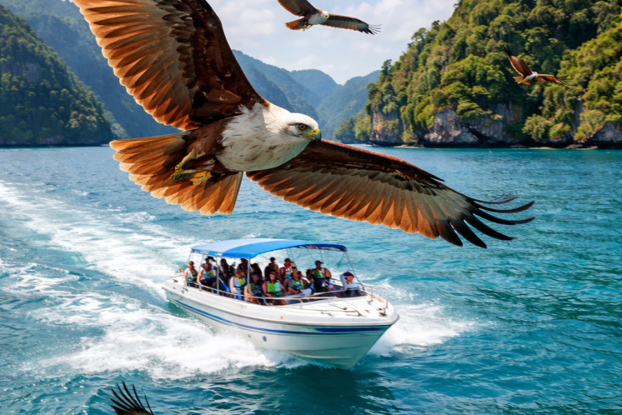 Eagle watching during Langkawi island hopping tour